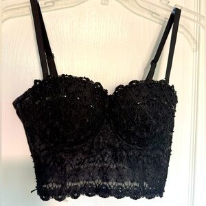 WINDSOR black corset top with rhinestones